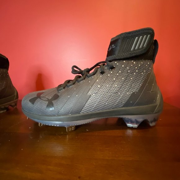 Under Armour Men's Harper 2 Mid St Black Metal Baseball Cleats - Size 7 - NWT - Picture 7 of 9
